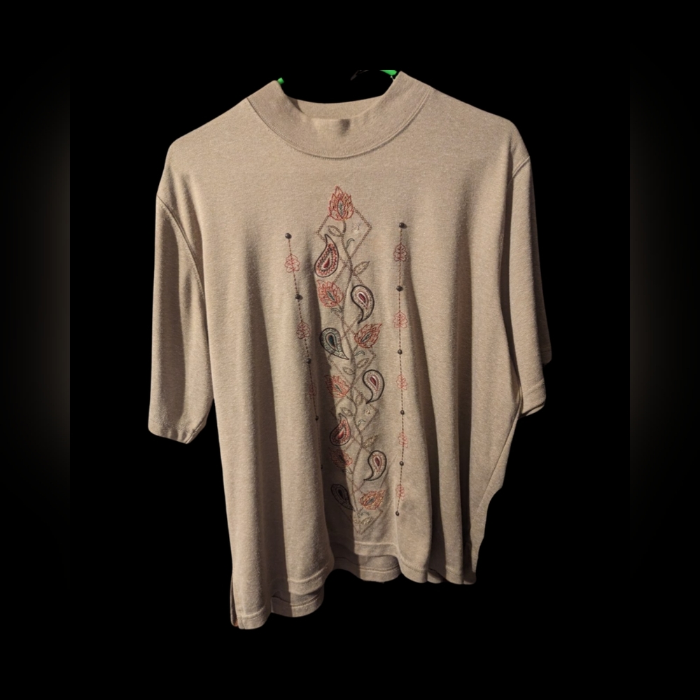 Bon Worth Size Large Embroidered & Studs Top, Pre-Owned